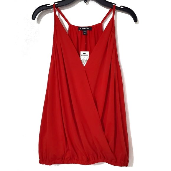 Express Tops - EXPRESS Red Spaghetti Strap V Neck Top Medium